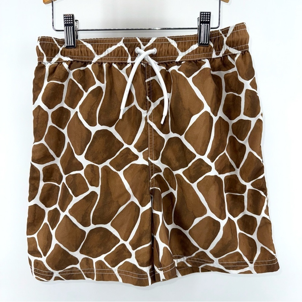 Janie and Jack Giraffe Print Boys Swim Trunks